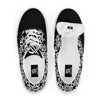 Men’s lace-up canvas shoes - White Backs - Black