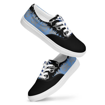 Men’s lace-up canvas shoes - Blue/Black Trio